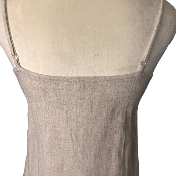 LA HEARTS Sz Sm Linen Blend adjust Spaghetti Strap Mini Dress Ruffle Hem Boho - Picture 2 of 12